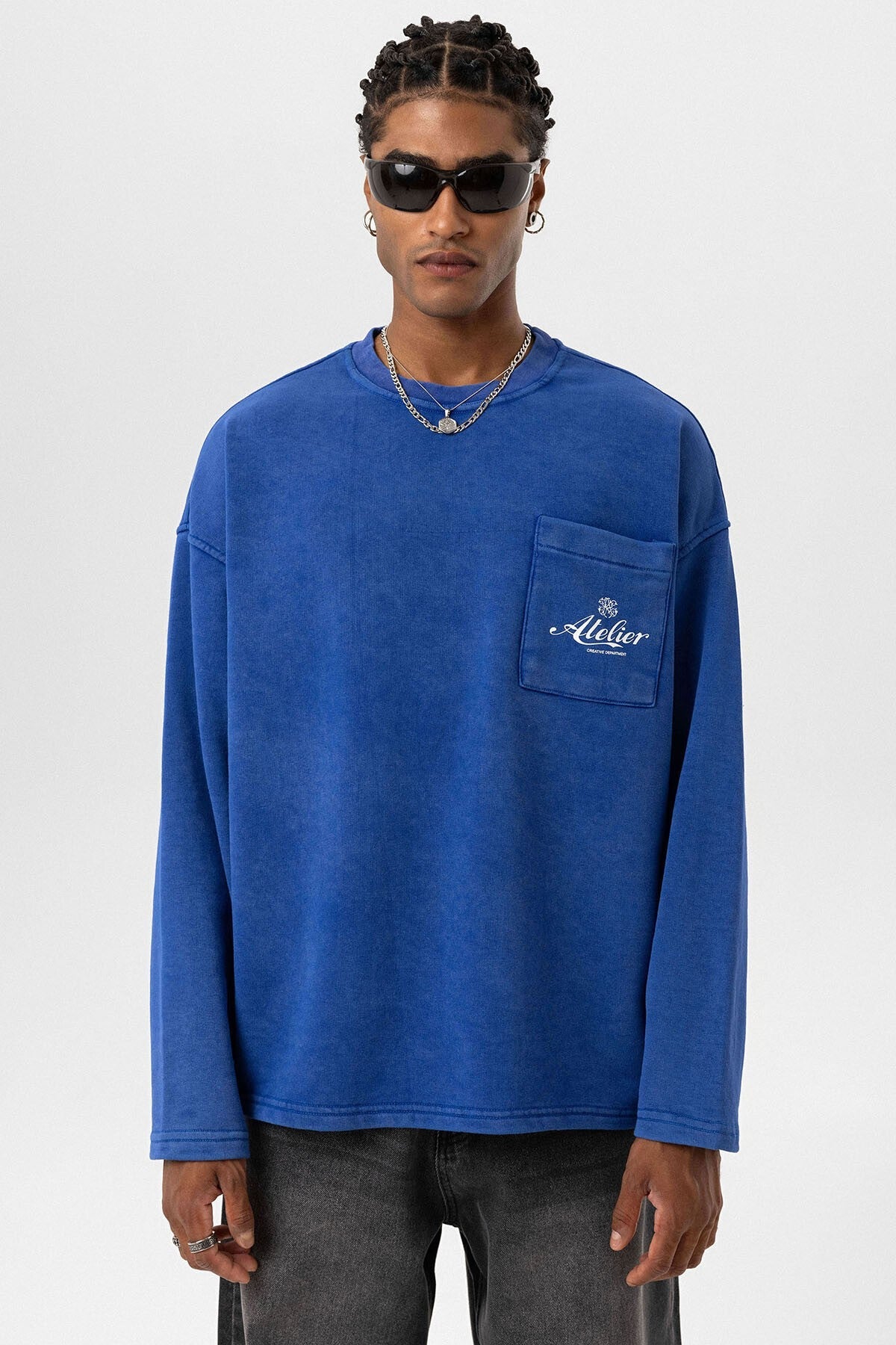 Yıkamalı Oversize Cep Detaylı Sweatshirt
