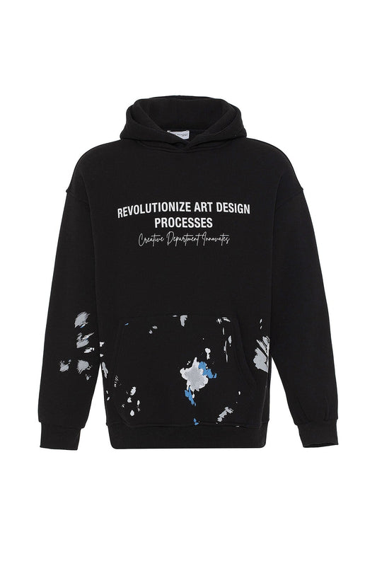 Renk Detaylı Oversize Kapüşonlu Sweatshirt