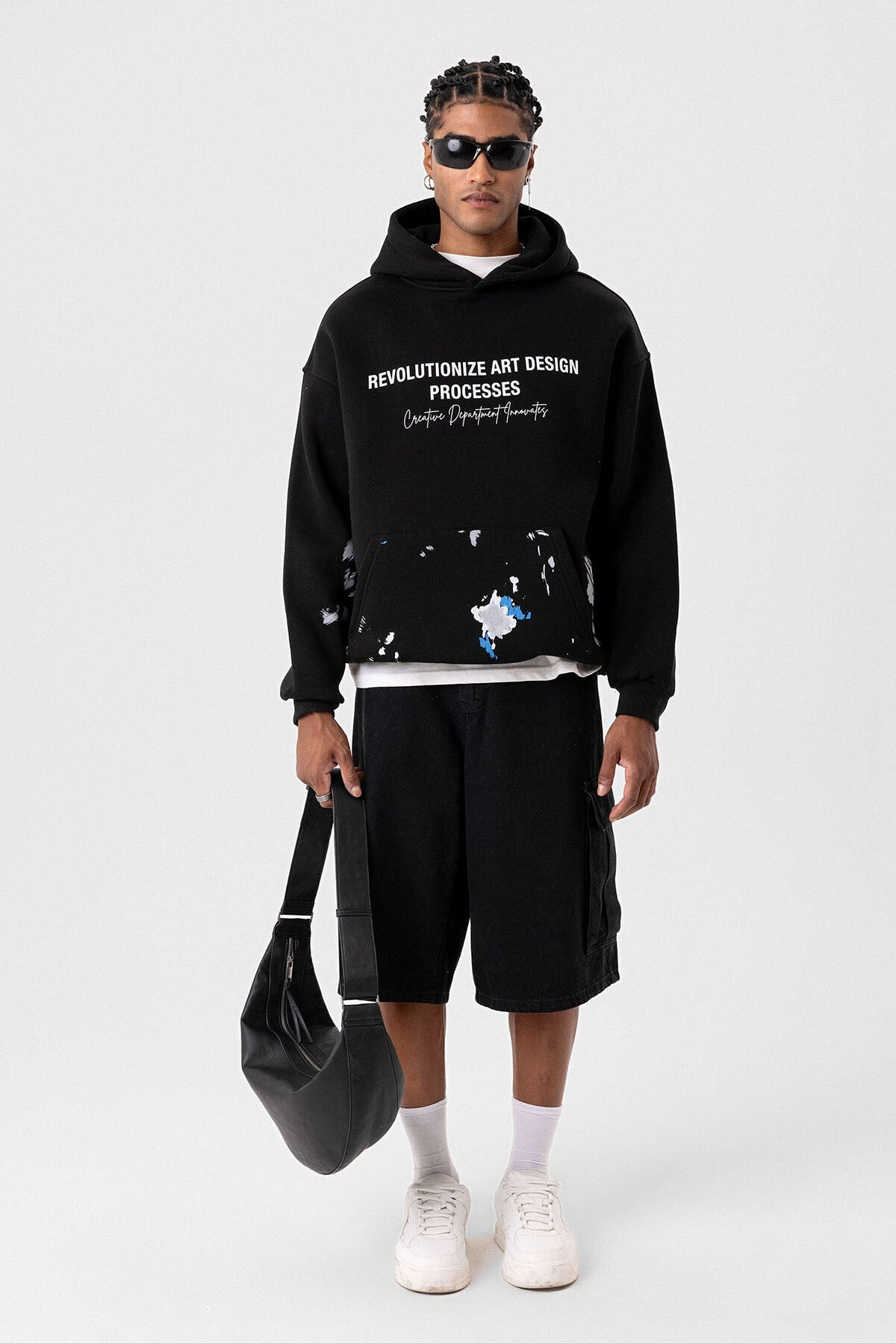 Renk Detaylı Oversize Kapüşonlu Sweatshirt