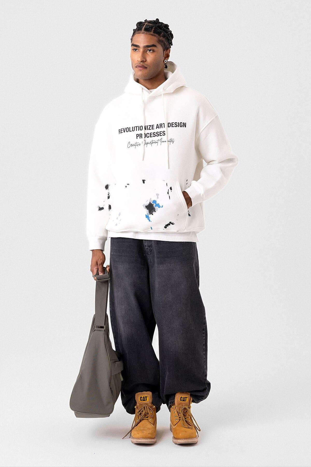 Renk Detaylı Oversize Kapüşonlu Sweatshirt