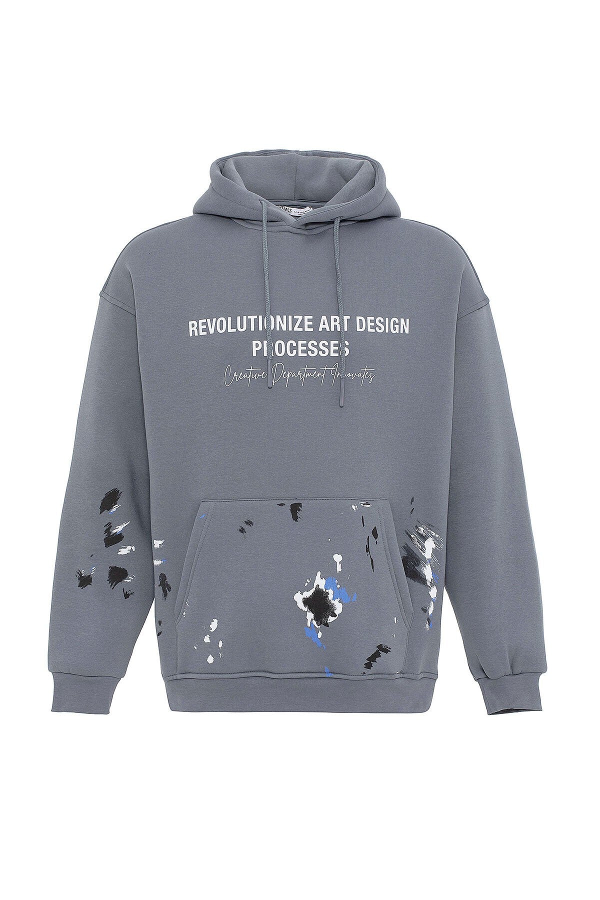 Renk Detaylı Oversize Kapüşonlu Sweatshirt