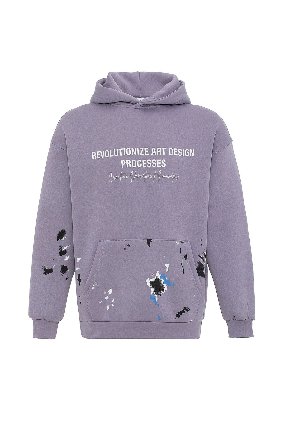 Renk Detaylı Oversize Kapüşonlu Sweatshirt