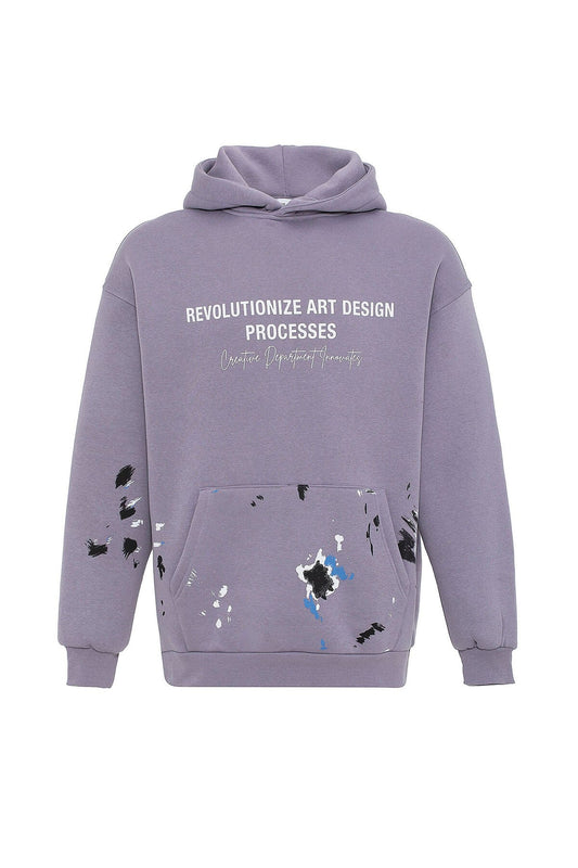 Renk Detaylı Oversize Kapüşonlu Sweatshirt