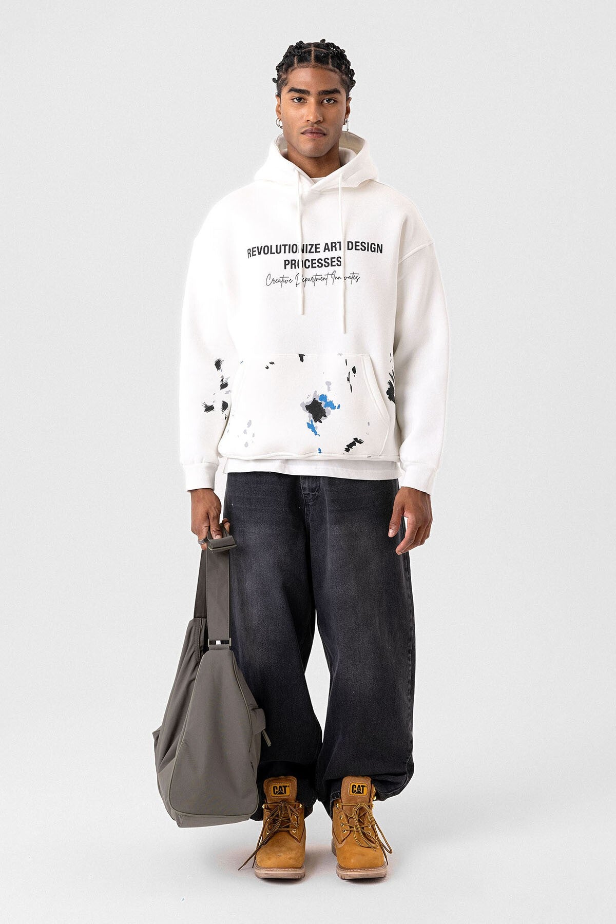 Renk Detaylı Oversize Kapüşonlu Sweatshirt