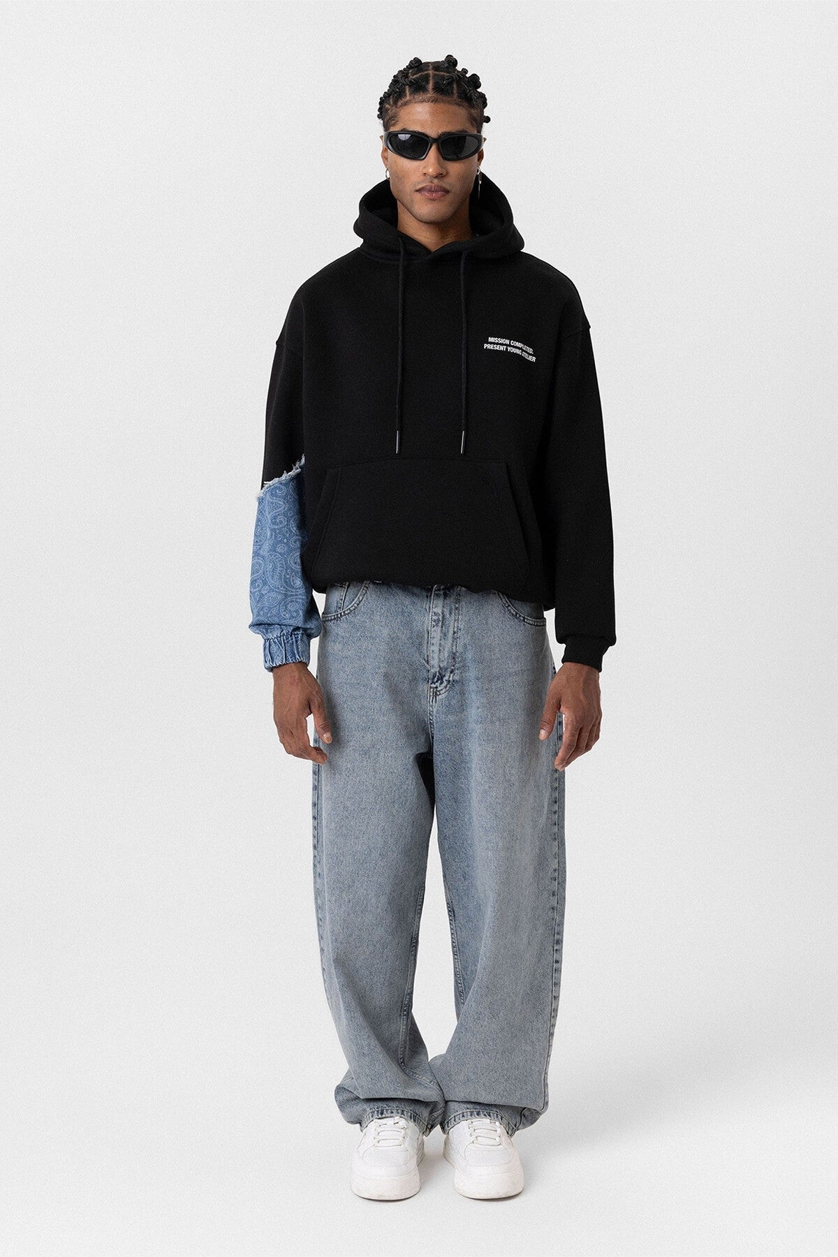 Kapüşonlu Kol Detaylı Oversize Sweatshirt