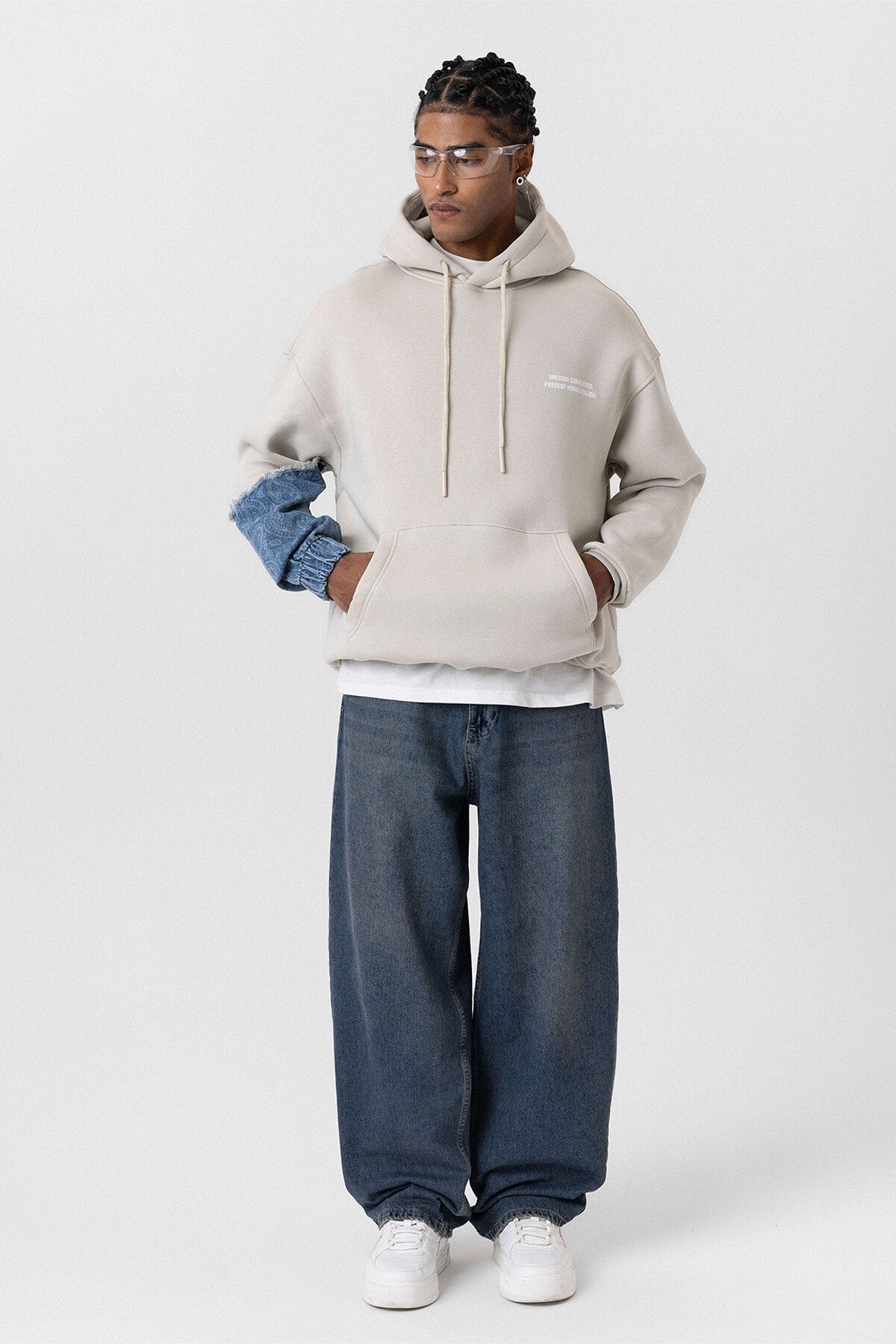 Kapüşonlu Kol Detaylı Oversize Sweatshirt