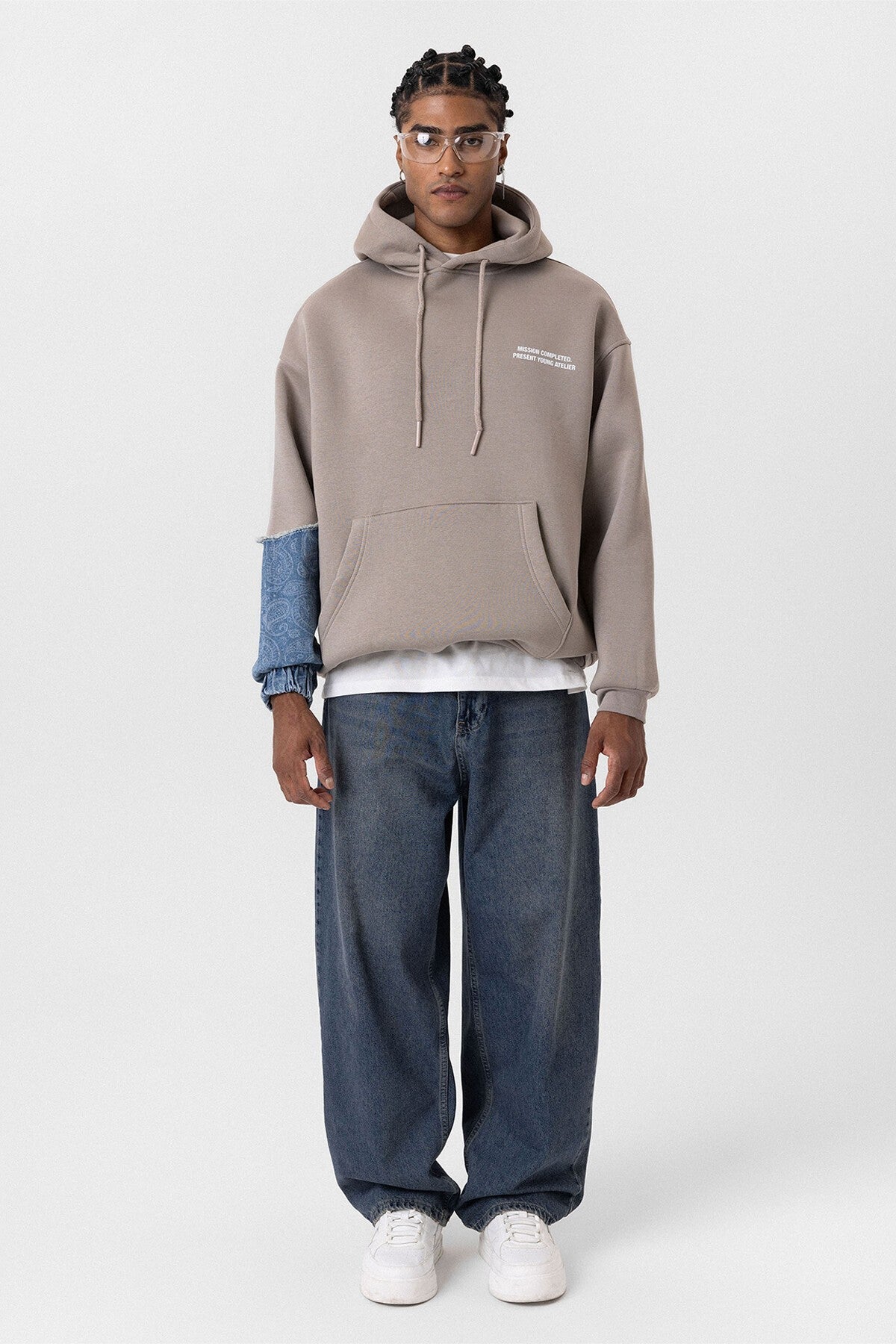 Kapüşonlu Kol Detaylı Oversize Sweatshirt