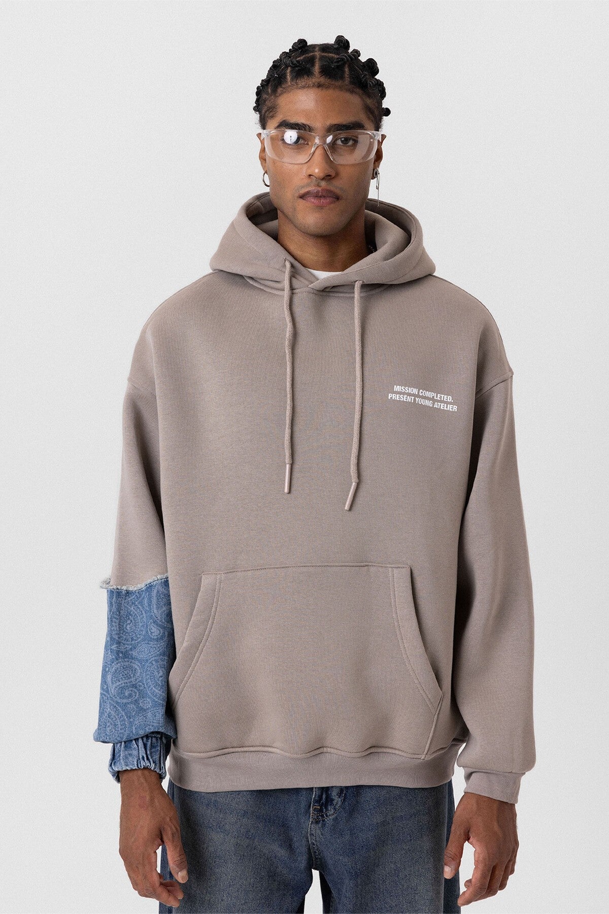 Kapüşonlu Kol Detaylı Oversize Sweatshirt