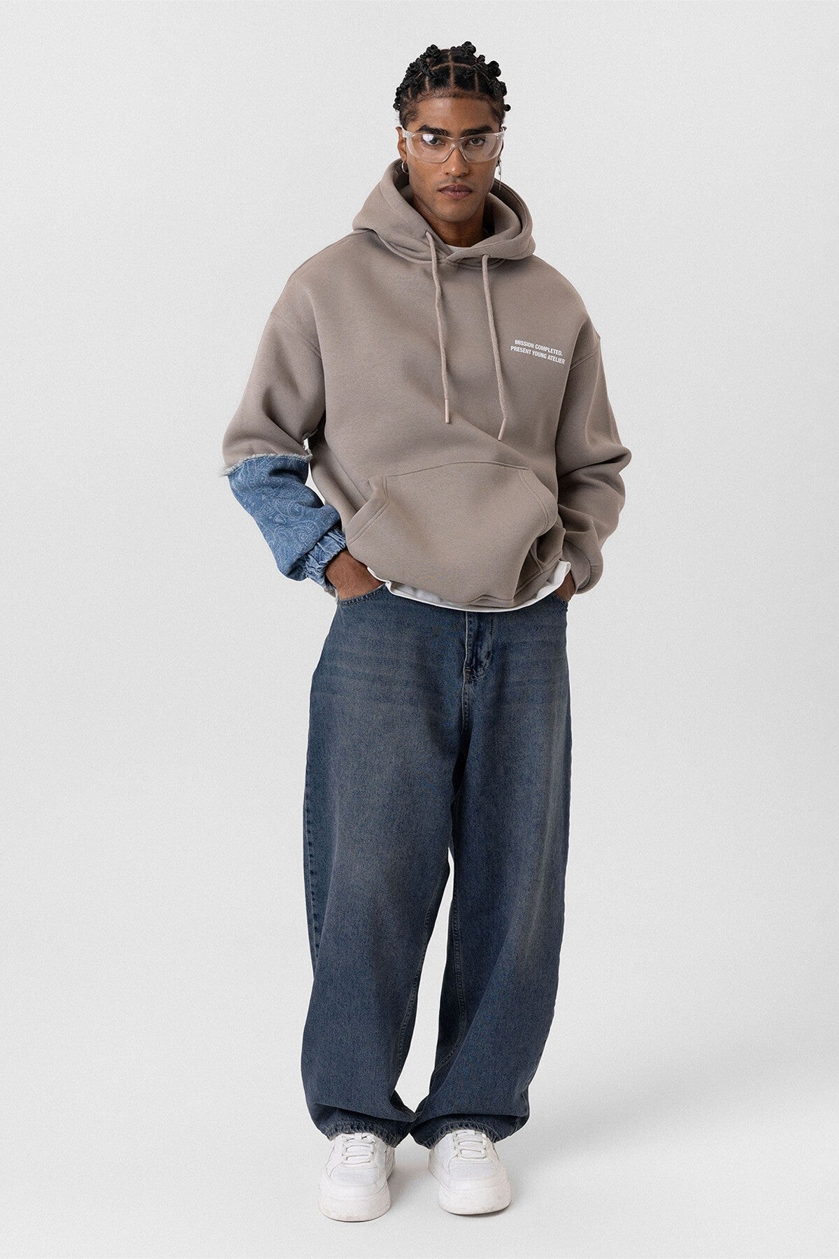 Kapüşonlu Kol Detaylı Oversize Sweatshirt