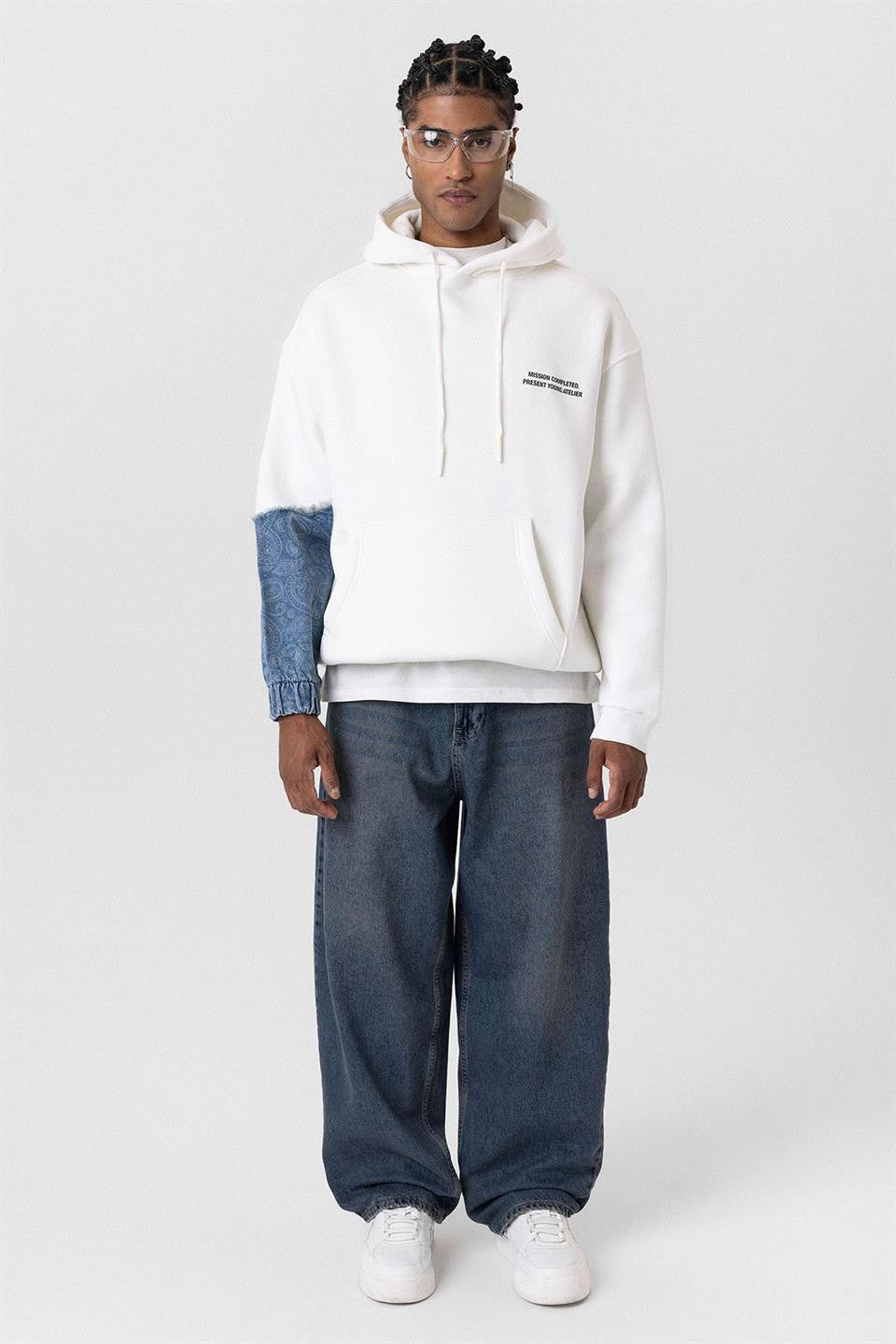 Kapüşonlu Kol Detaylı Oversize Sweatshirt