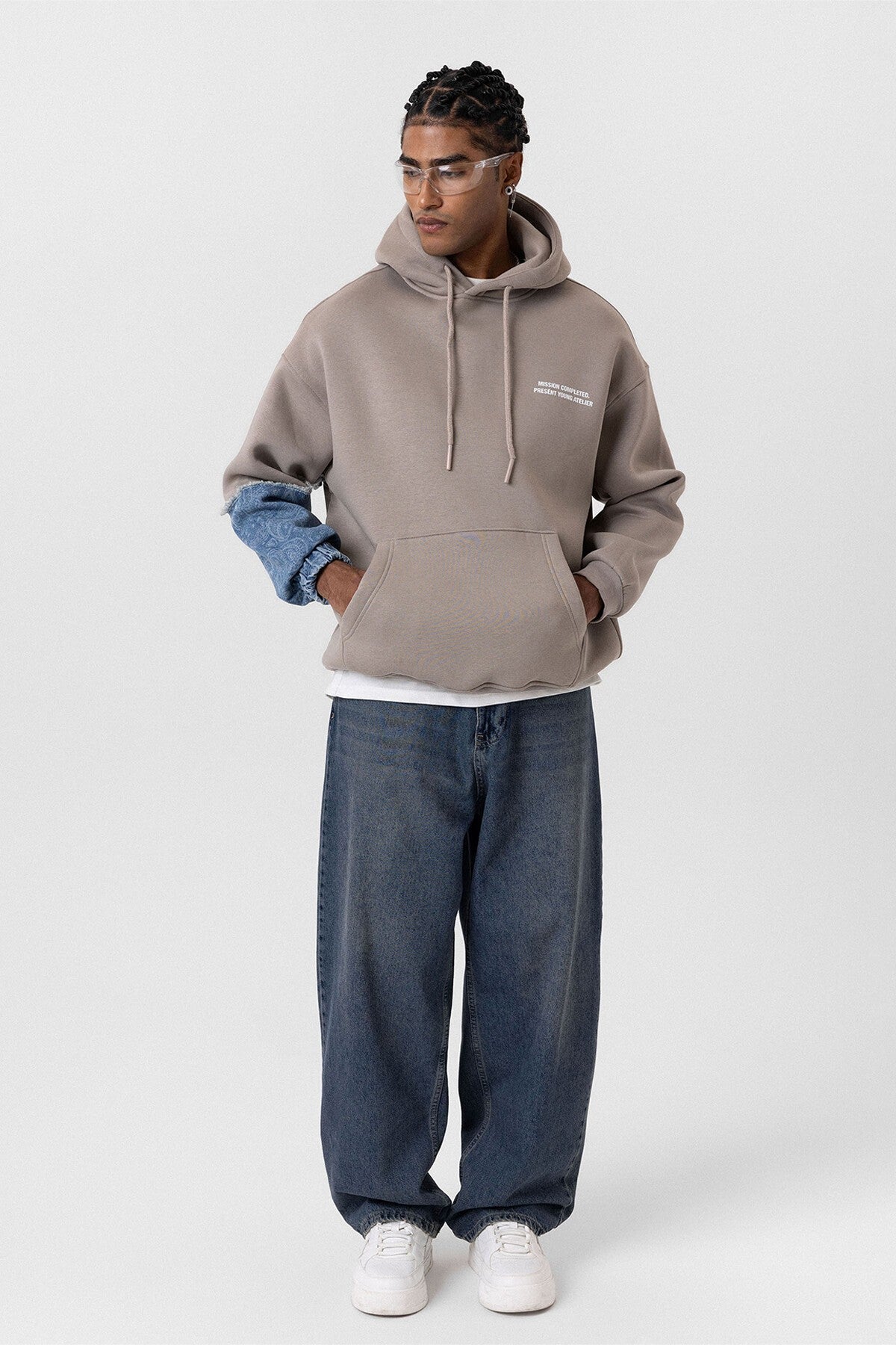 Kapüşonlu Kol Detaylı Oversize Sweatshirt
