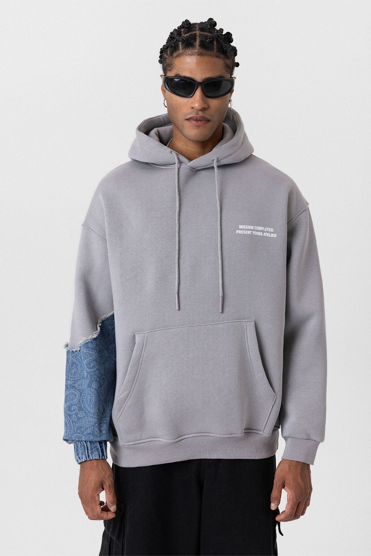 Kapüşonlu Kol Detaylı Oversize Sweatshirt