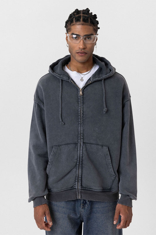 Premıum Yıkamalı Fermuarlı Oversize Sweatshirt