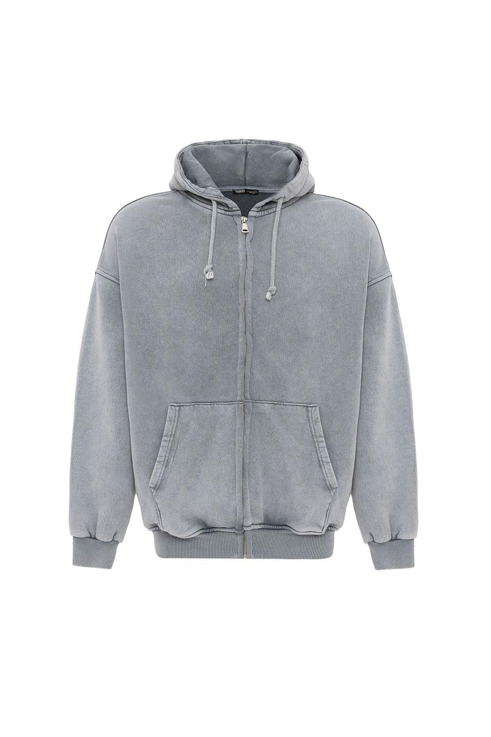 Premıum Yıkamalı Fermuarlı Oversize Sweatshirt
