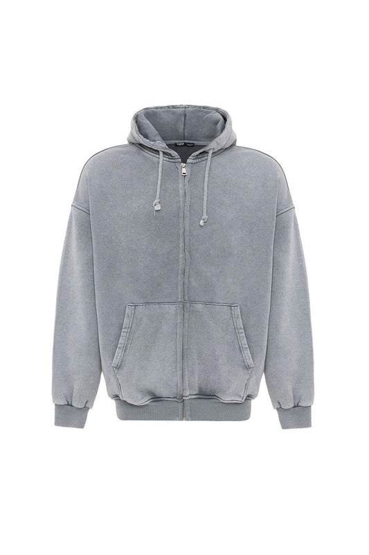 Premıum Yıkamalı Fermuarlı Oversize Sweatshirt