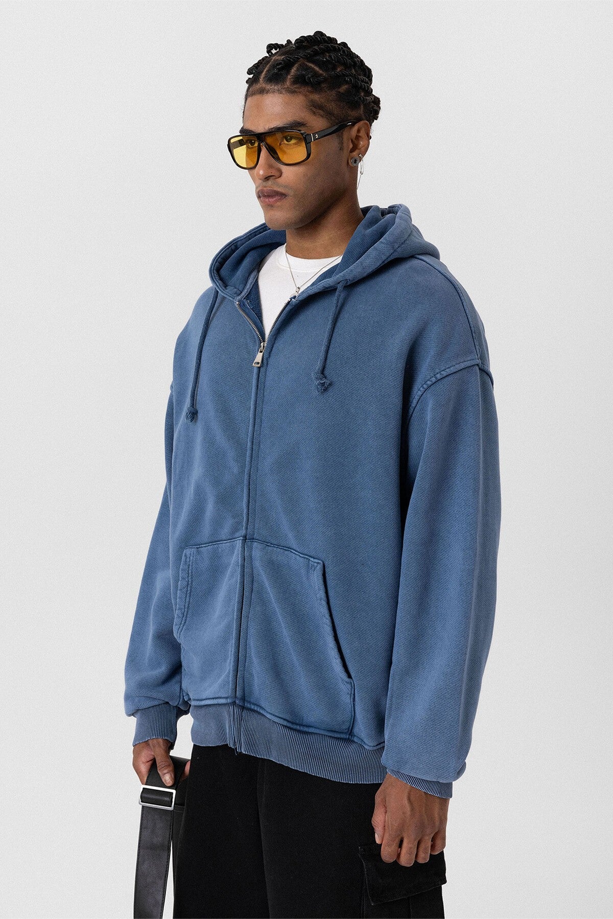 Premıum Yıkamalı Fermuarlı Oversize Sweatshirt