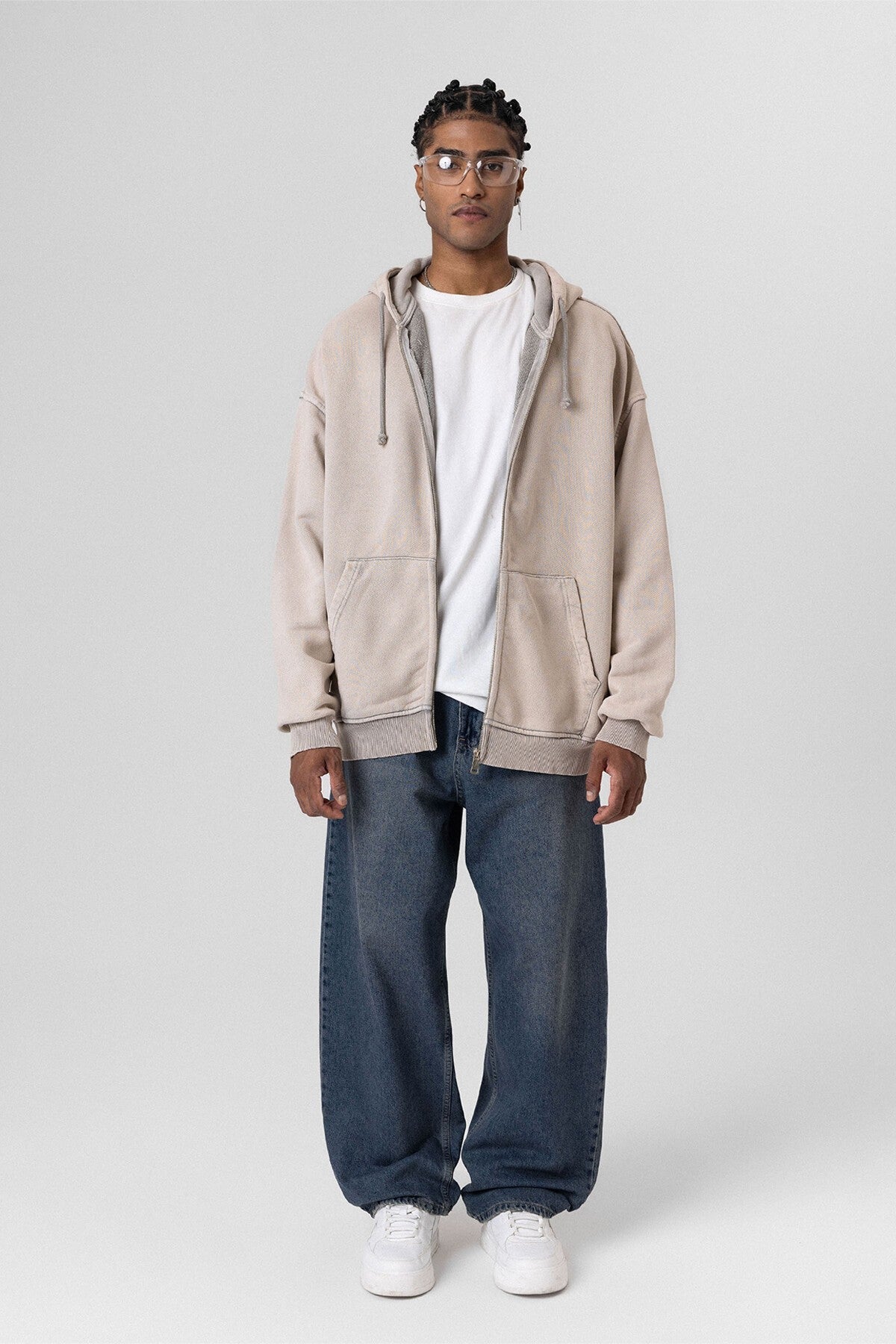 Premıum Yıkamalı Fermuarlı Oversize Sweatshirt