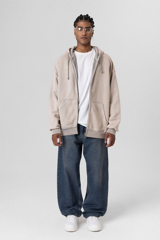 Premıum Yıkamalı Fermuarlı Oversize Sweatshirt