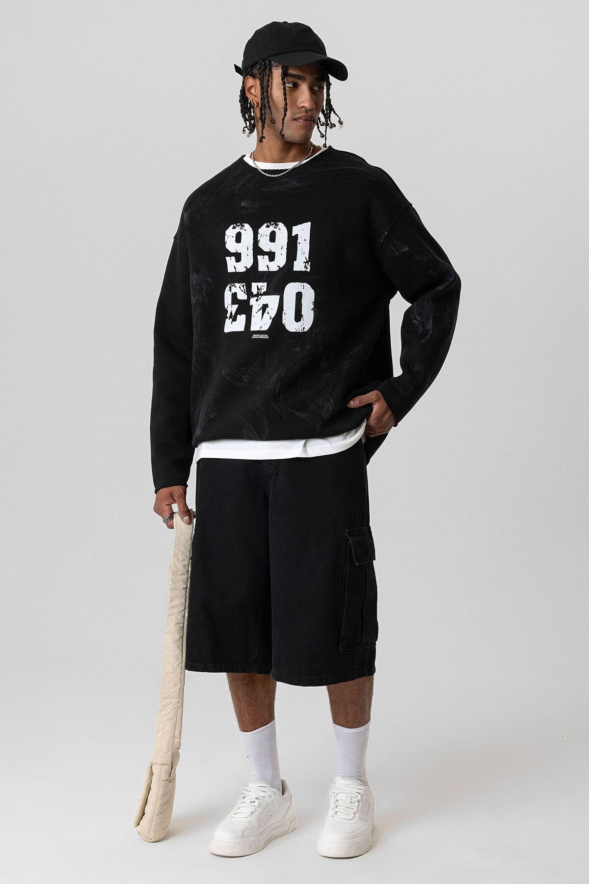 Yazı Detaylı Oversize Sweatshirt