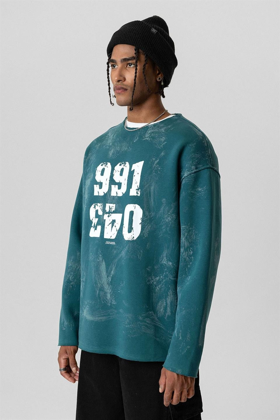 Yazı Detaylı Oversize Sweatshirt