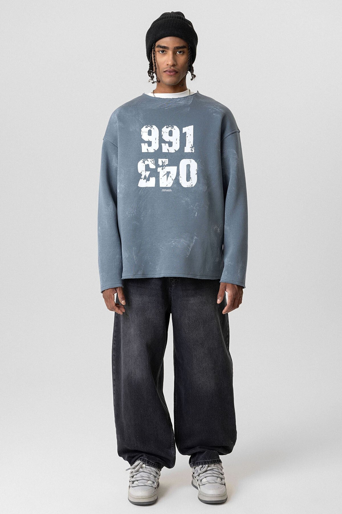 Yazı Detaylı Oversize Sweatshirt