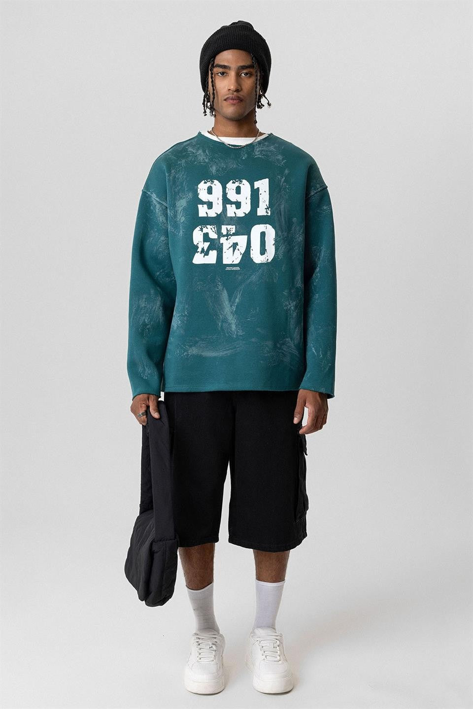 Yazı Detaylı Oversize Sweatshirt