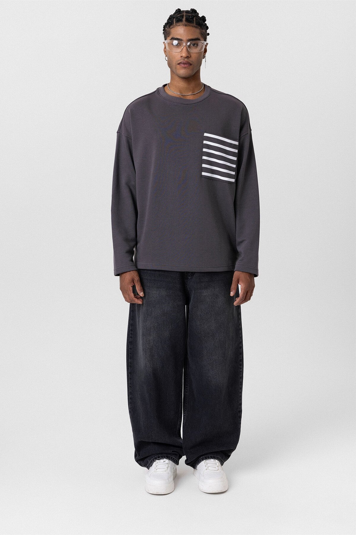 Cep Detaylı Oversize Sweatshirt
