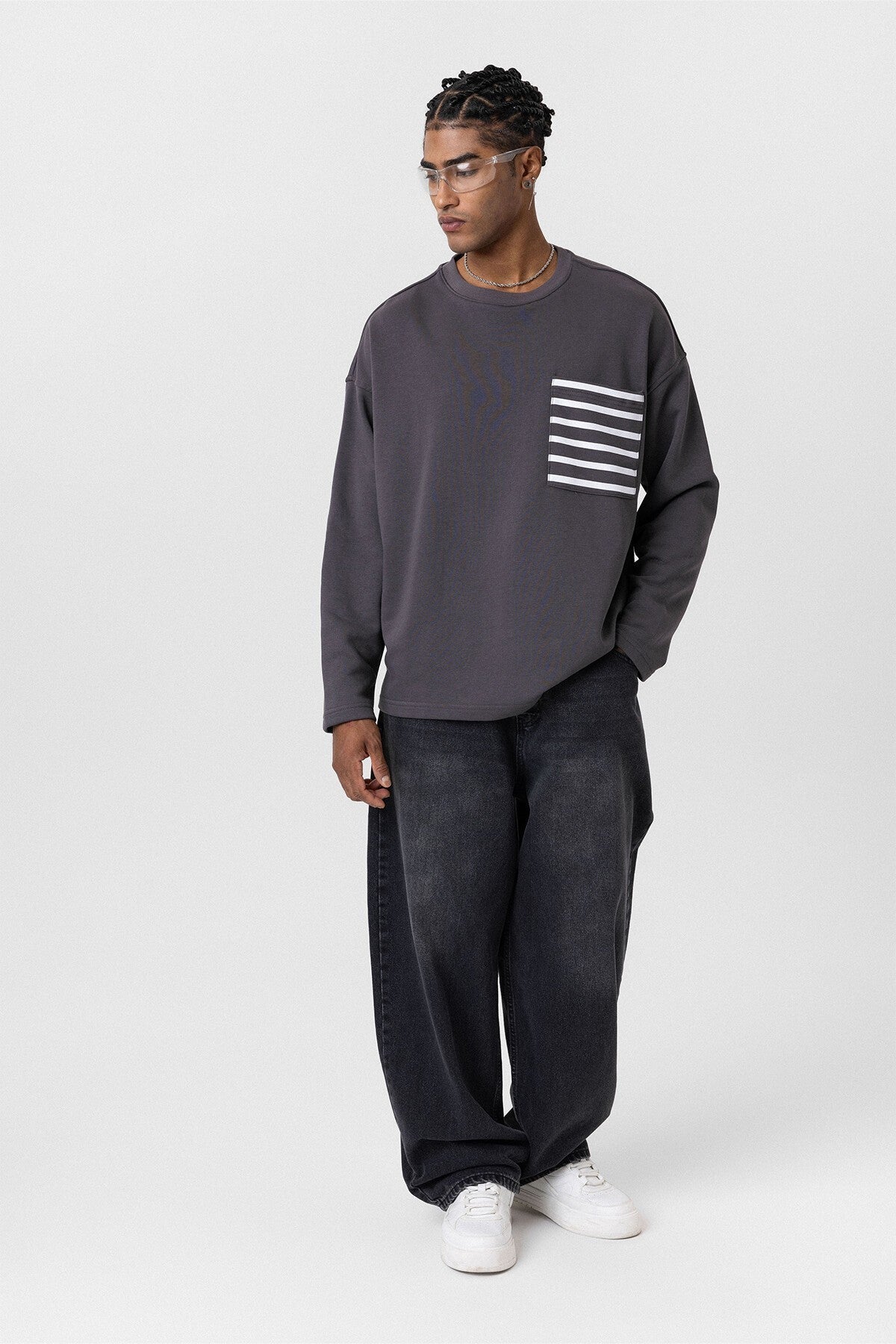 Cep Detaylı Oversize Sweatshirt