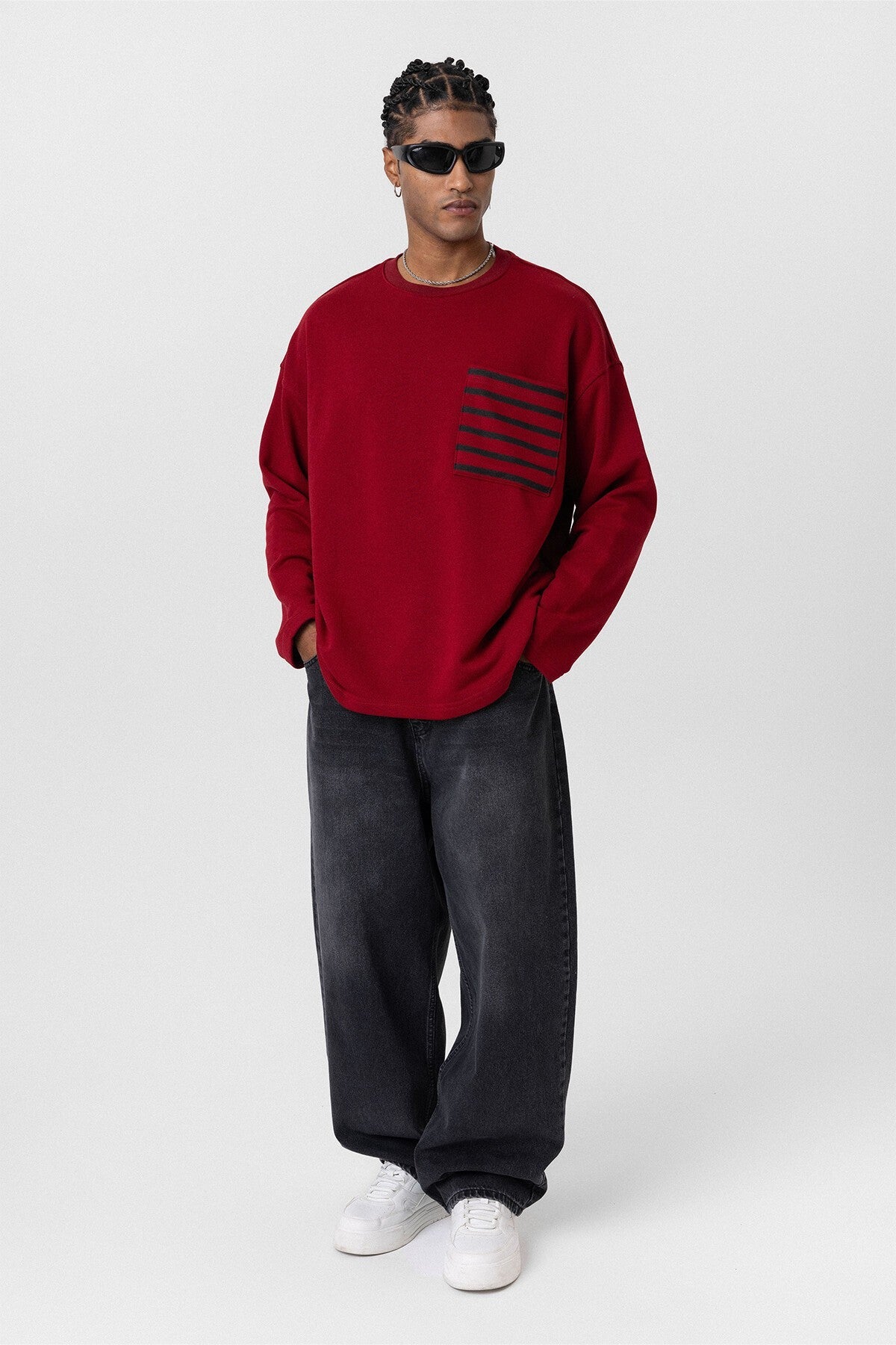 Cep Detaylı Oversize Sweatshirt