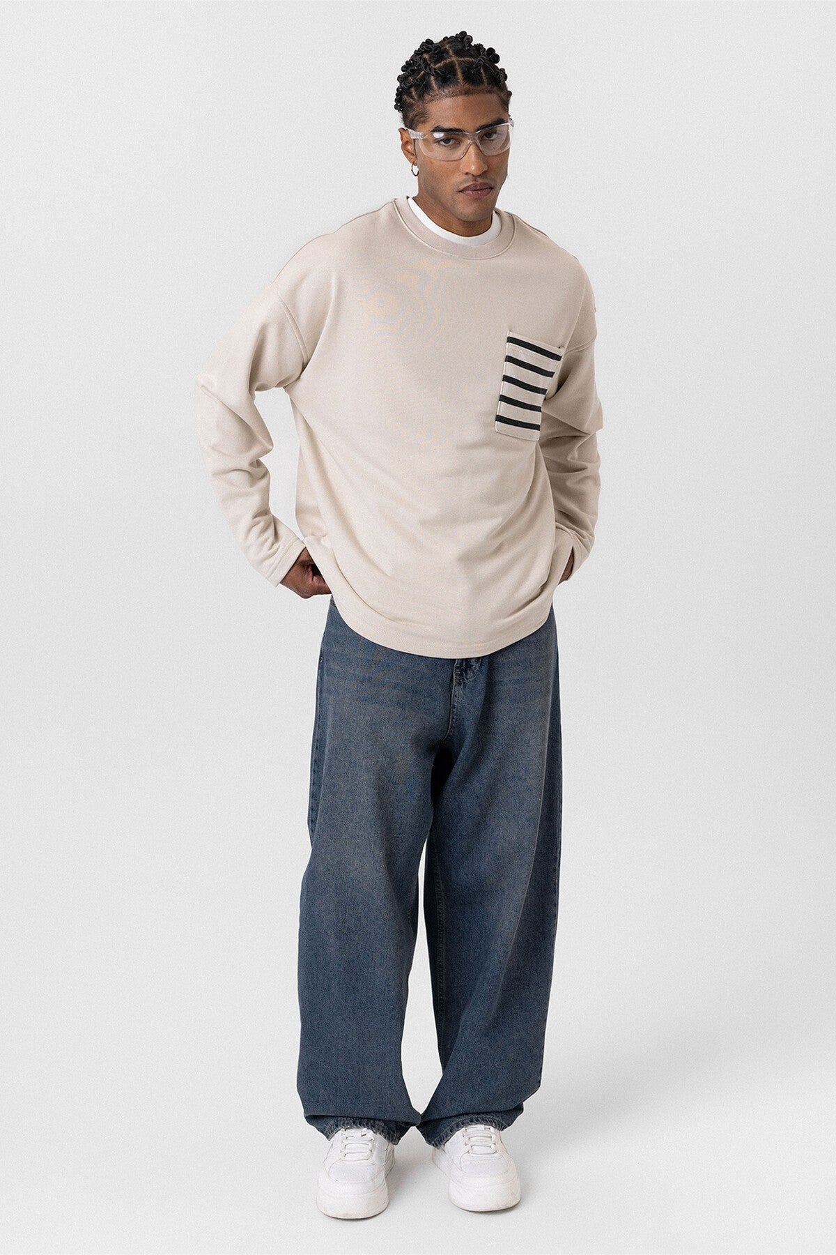 Cep Detaylı Oversize Sweatshirt