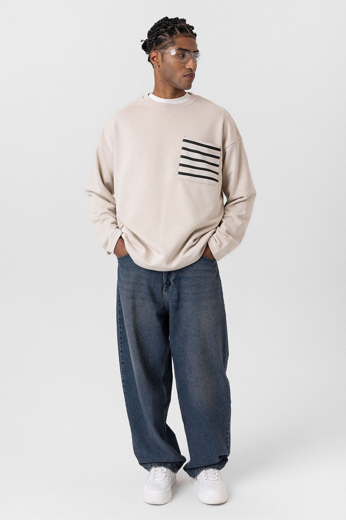 Cep Detaylı Oversize Sweatshirt