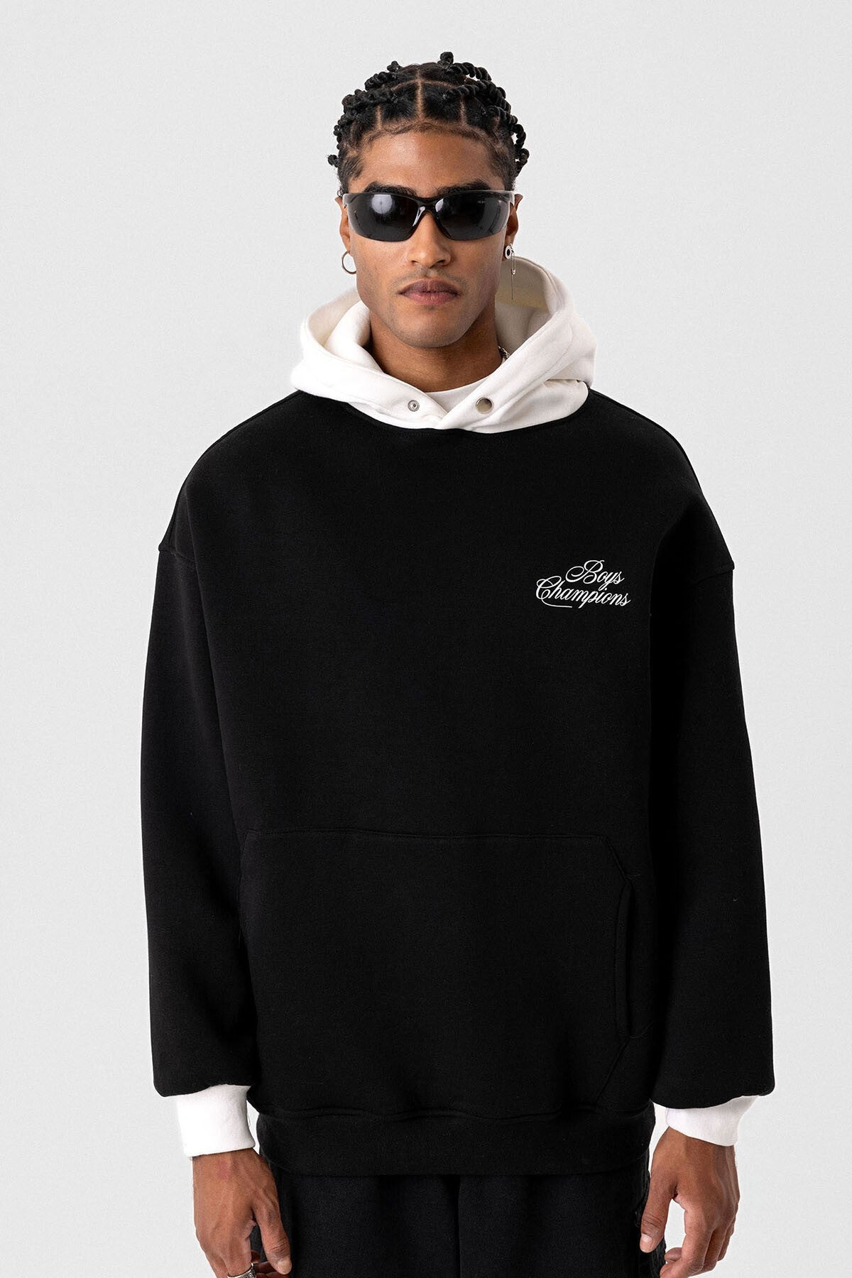 Yazı Detaylı Oversize Kapüşonlu Sweatshirt