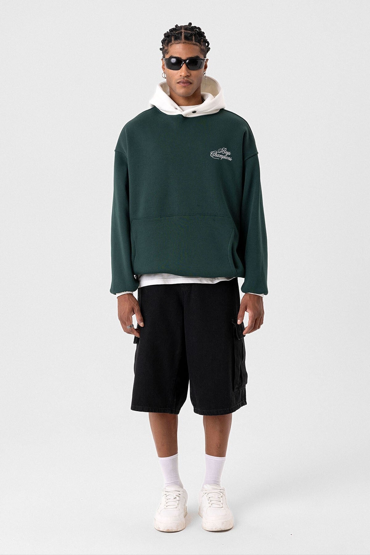 Yazı Detaylı Oversize Kapüşonlu Sweatshirt