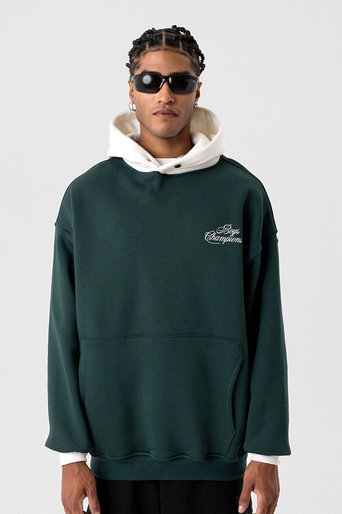 Yazı Detaylı Oversize Kapüşonlu Sweatshirt