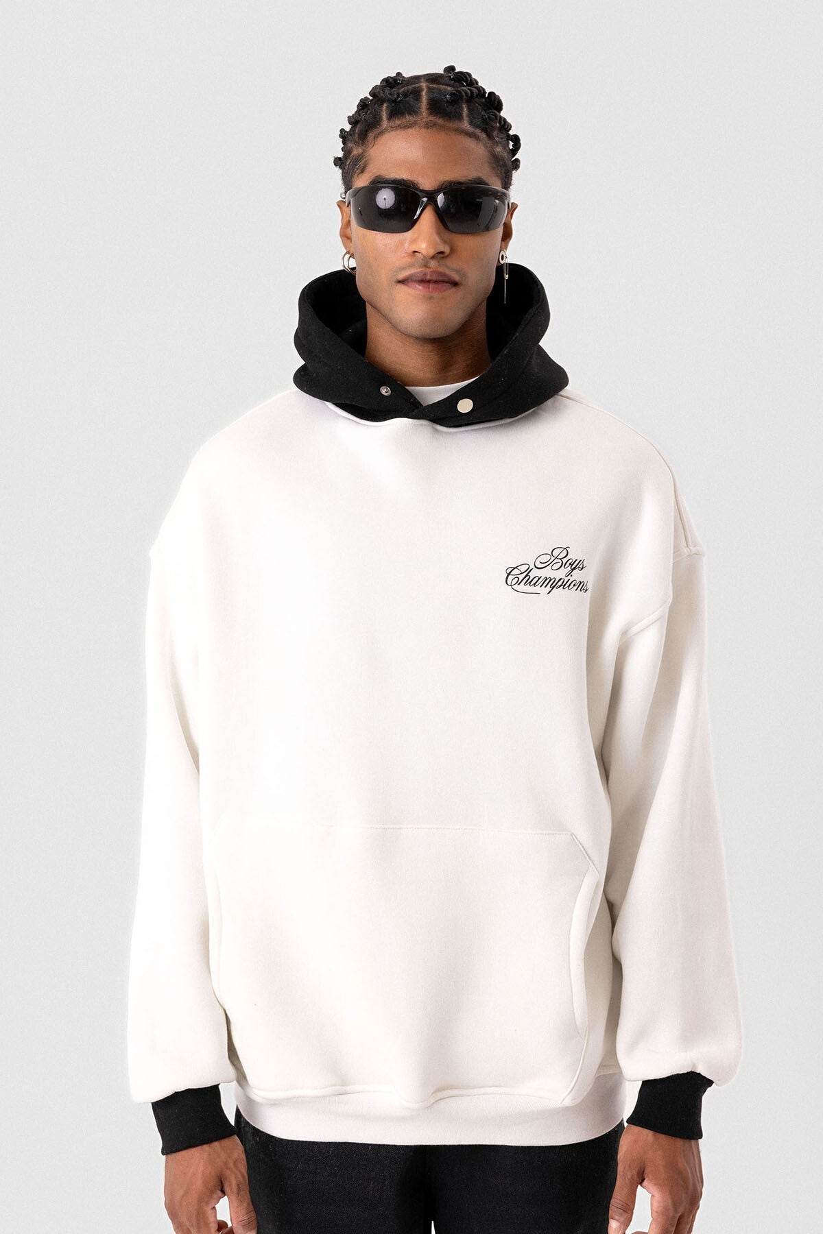Yazı Detaylı Oversize Kapüşonlu Sweatshirt