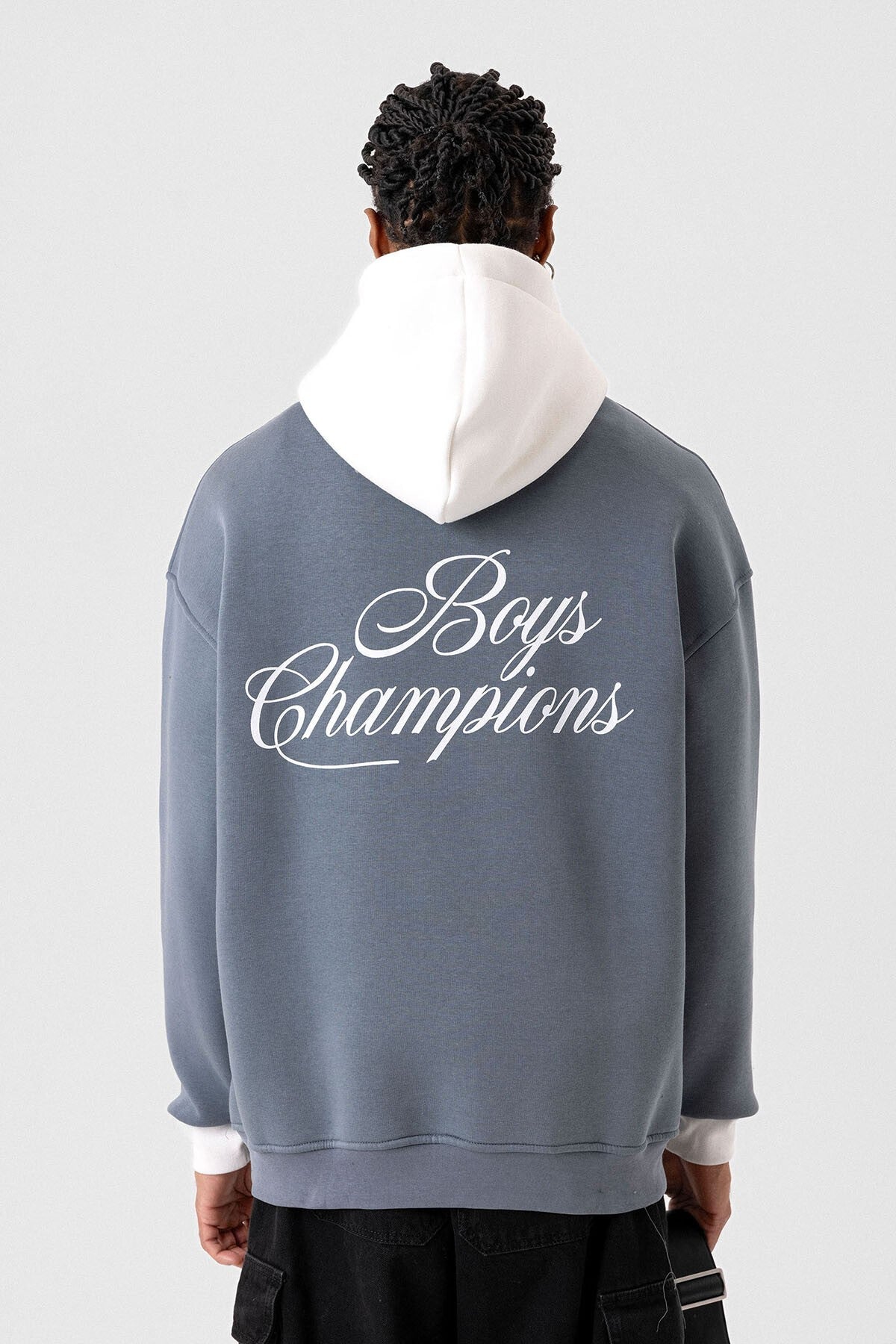 Yazı Detaylı Oversize Kapüşonlu Sweatshirt