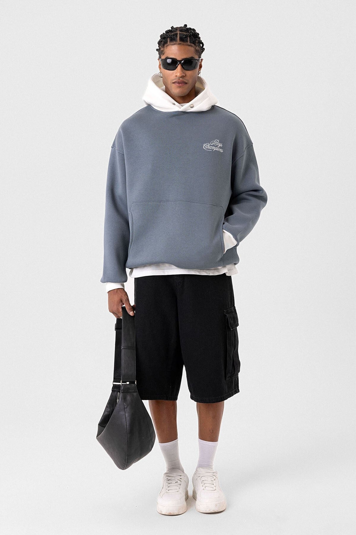 Yazı Detaylı Oversize Kapüşonlu Sweatshirt
