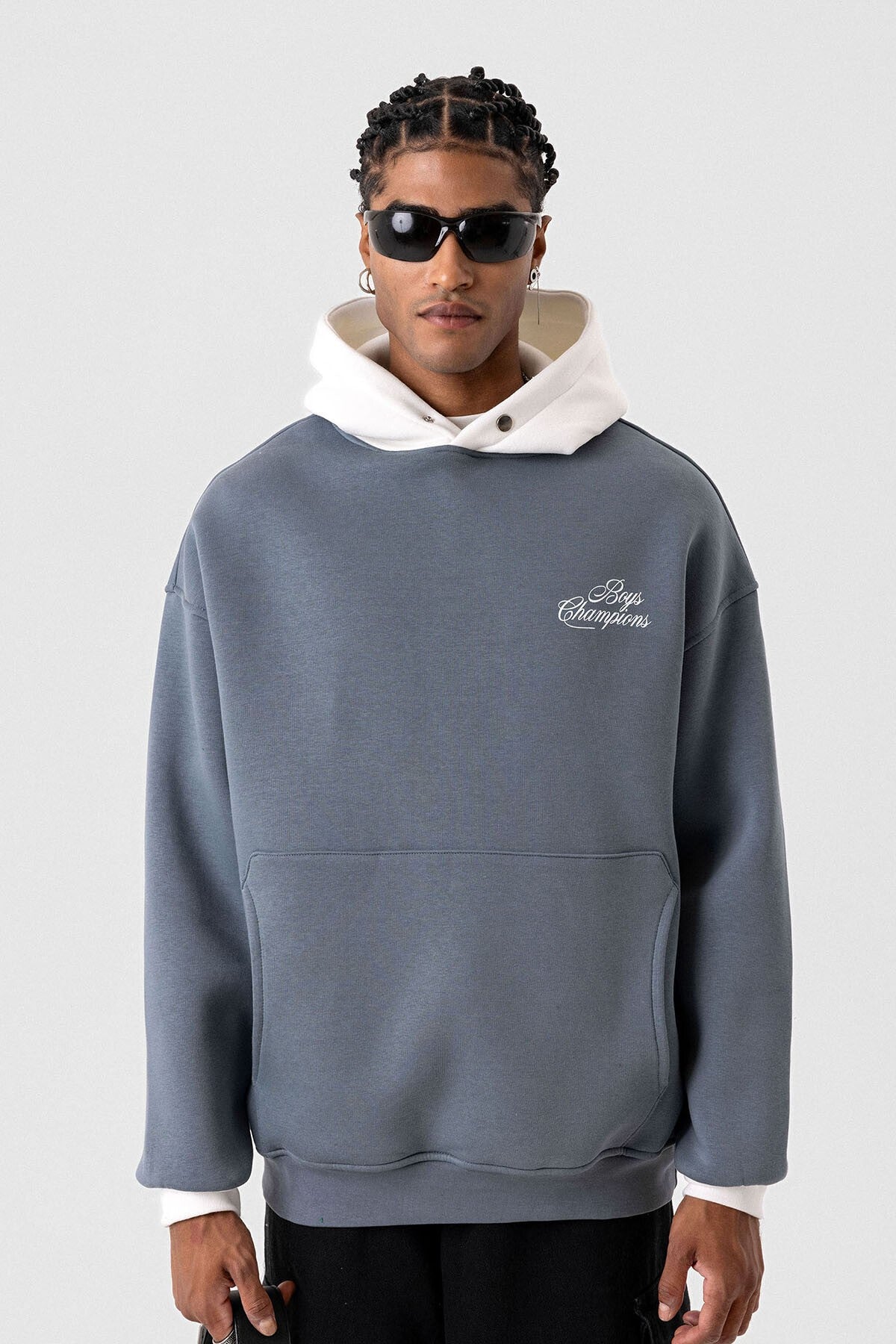 Yazı Detaylı Oversize Kapüşonlu Sweatshirt