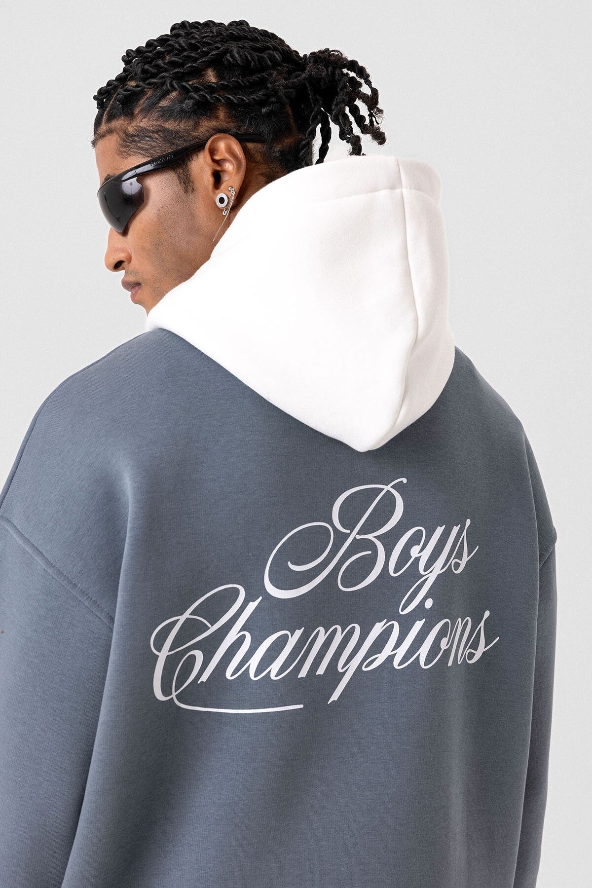 Yazı Detaylı Oversize Kapüşonlu Sweatshirt
