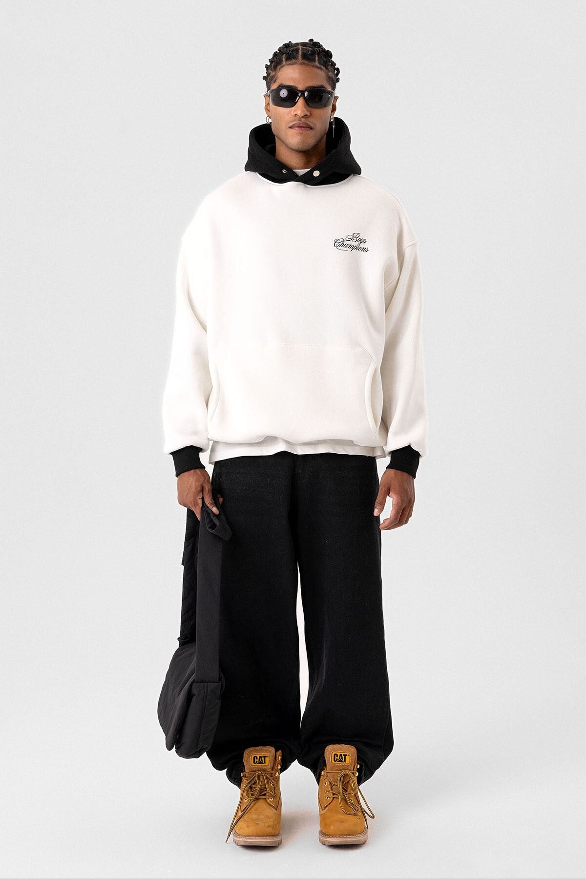 Yazı Detaylı Oversize Kapüşonlu Sweatshirt