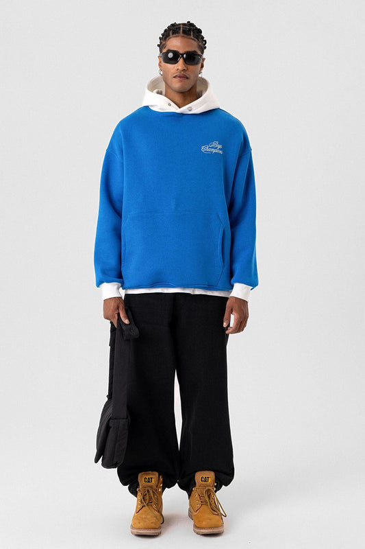 Yazı Detaylı Oversize Kapüşonlu Sweatshirt