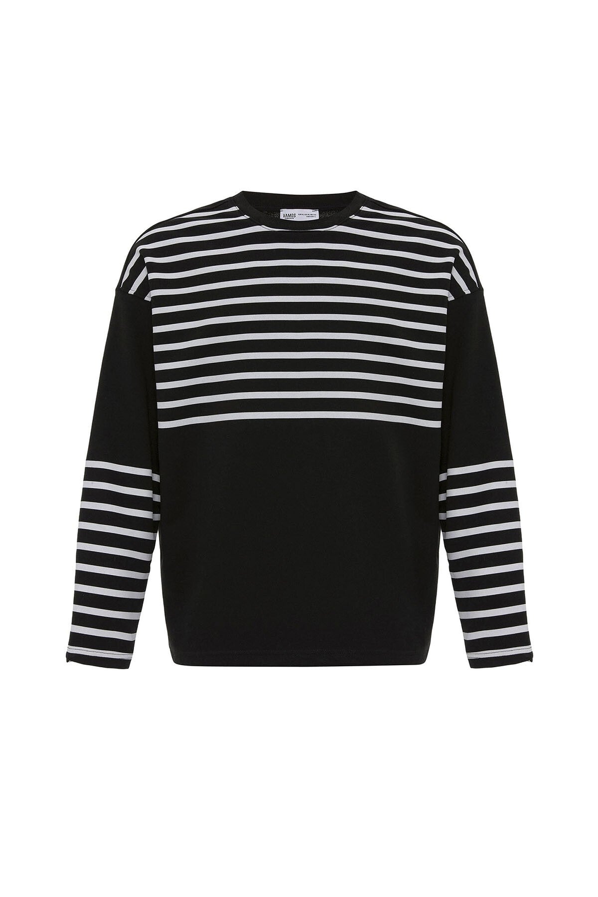 Çizgili Şerit Detaylı Oversize Sweatshirt