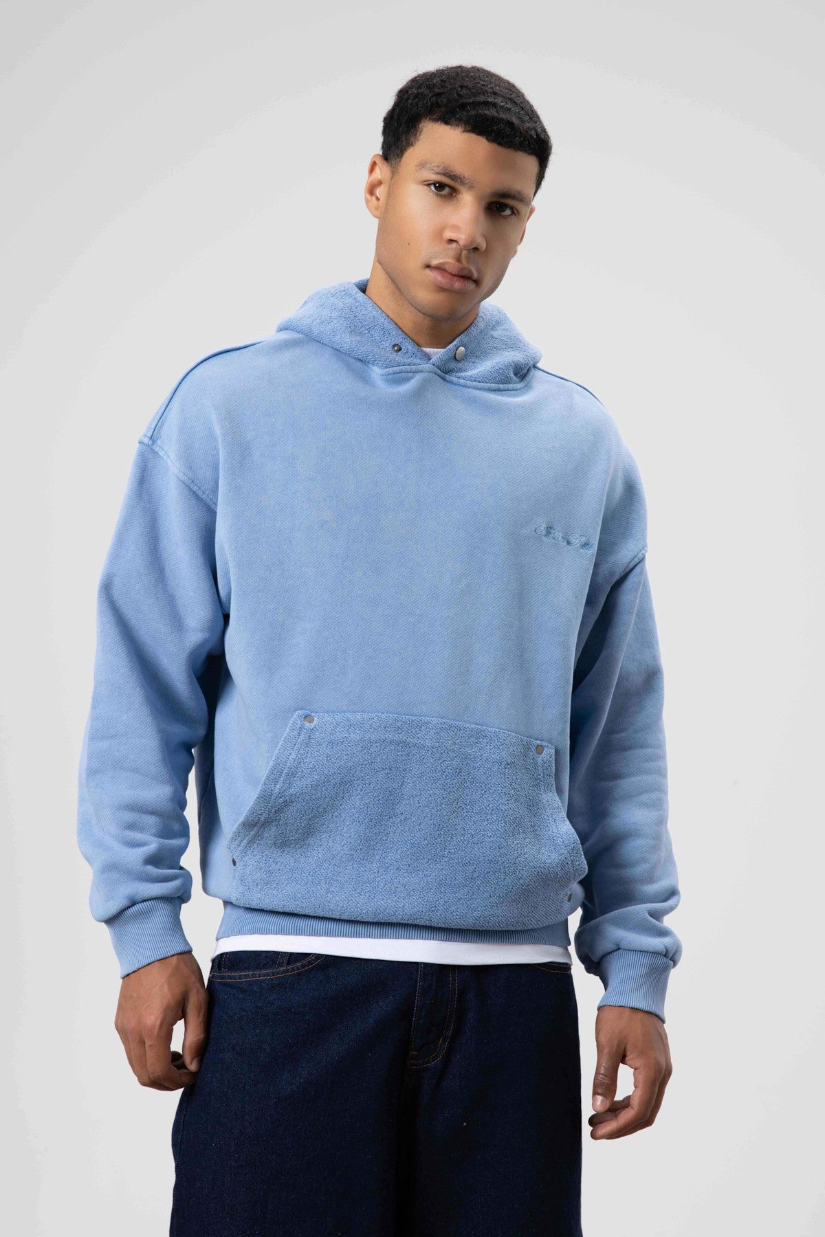 Oversize Yıkamalı Baskılı Kapüşonlu Sweatshirt
