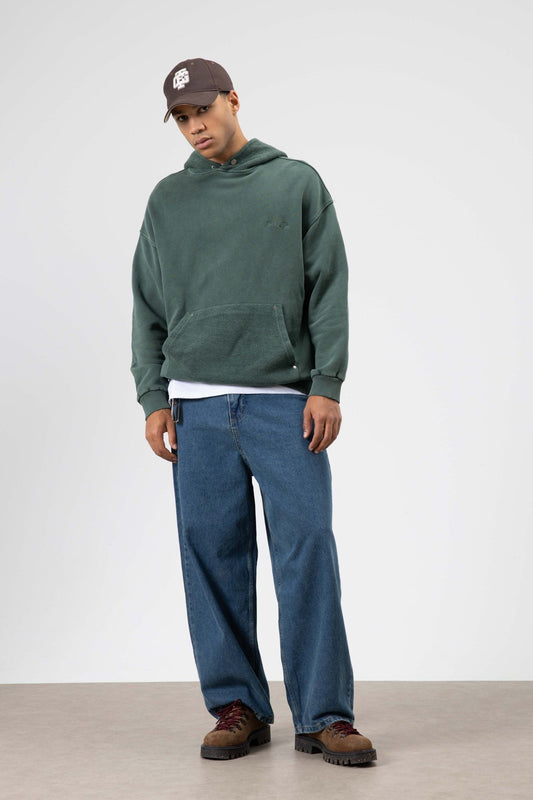 Oversize Yıkamalı Baskılı Kapüşonlu Sweatshirt