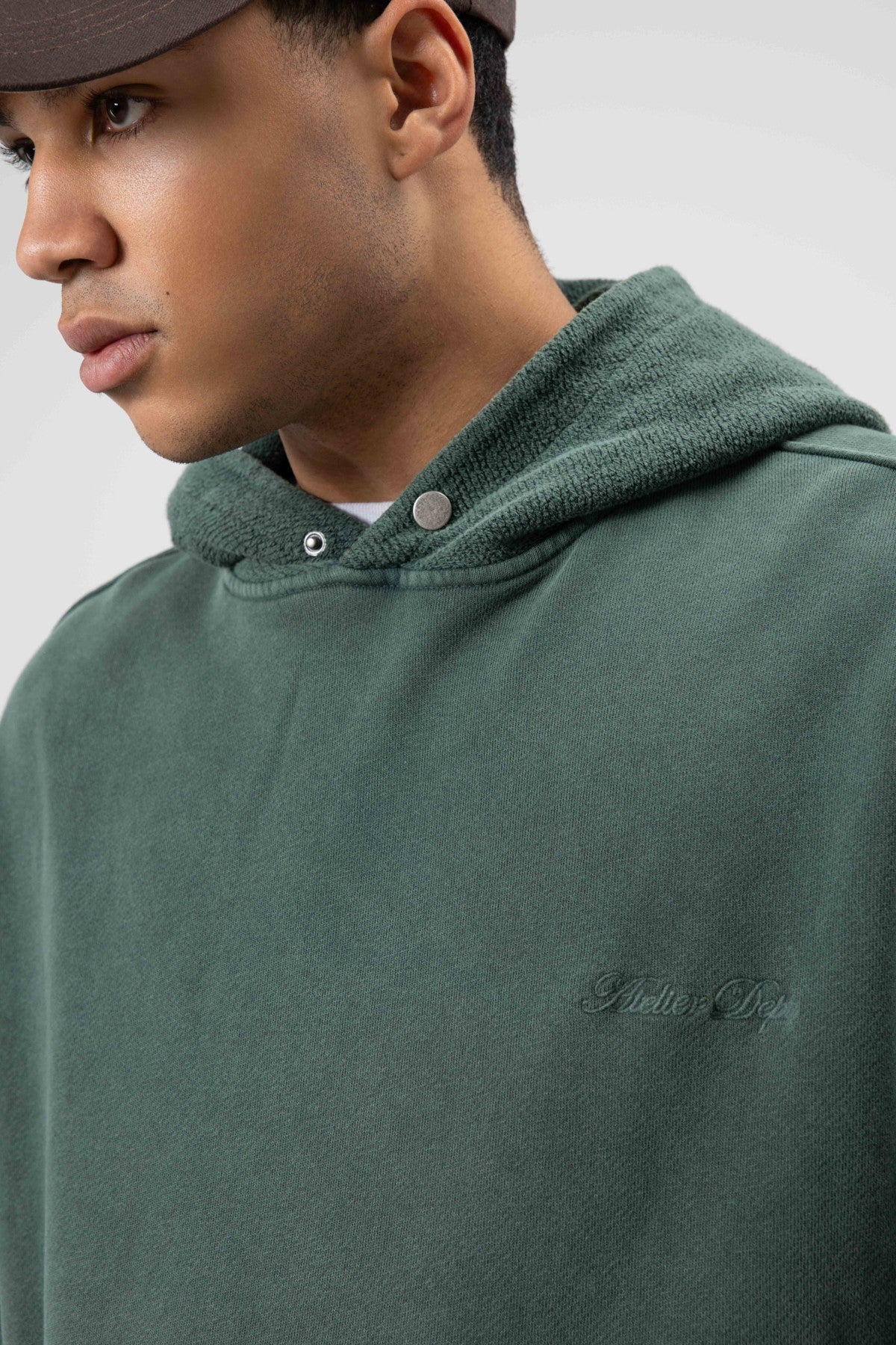 Oversize Yıkamalı Baskılı Kapüşonlu Sweatshirt