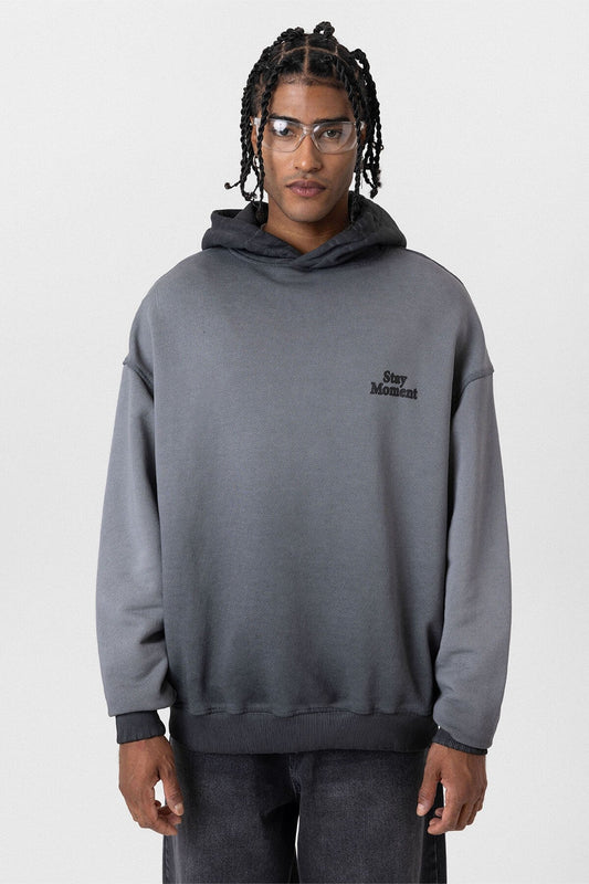 Premıum Yıkamalı Yazı Detaylı Oversize Kapüşonlu Sweatshirt