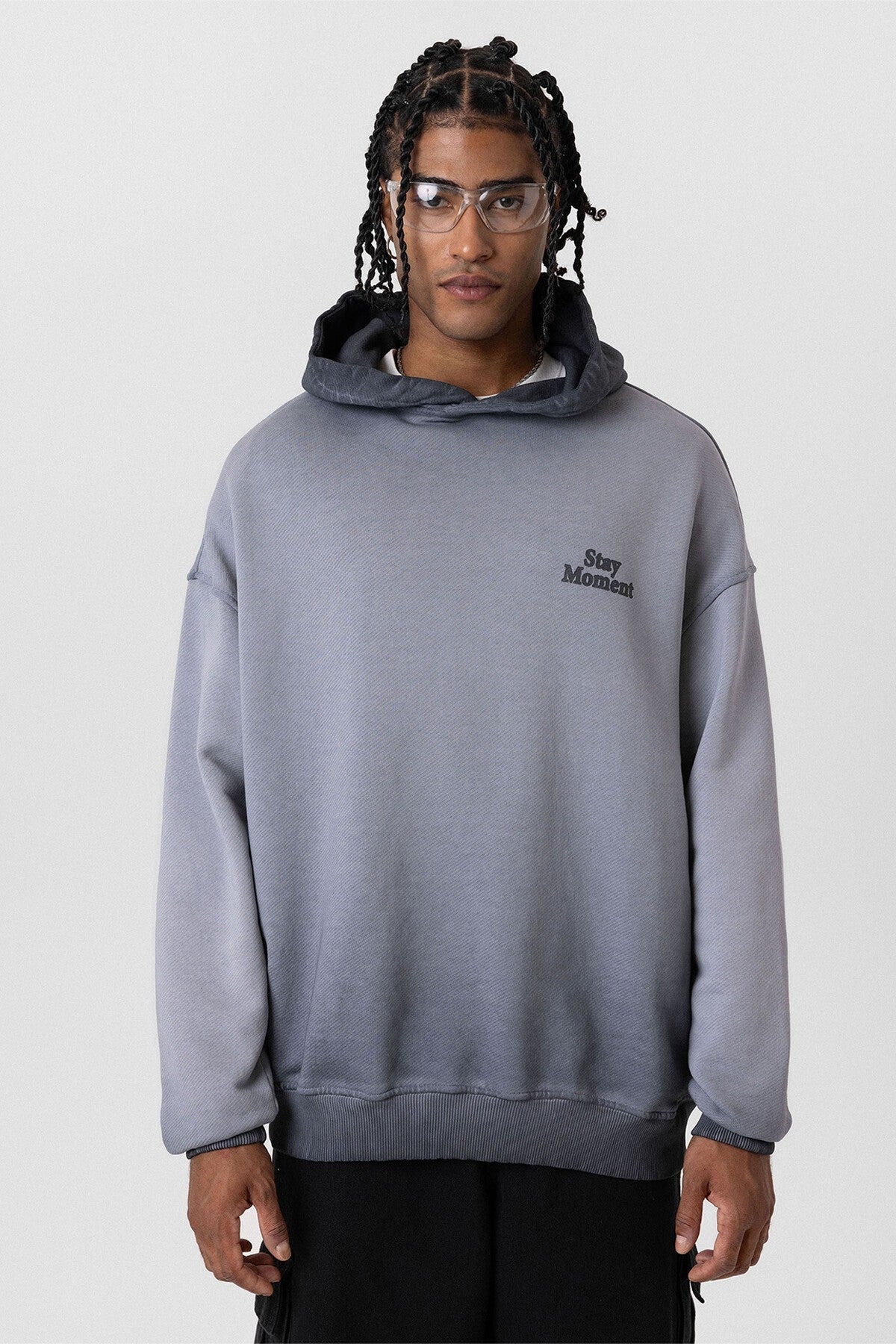 Premıum Yıkamalı Yazı Detaylı Oversize Kapüşonlu Sweatshirt