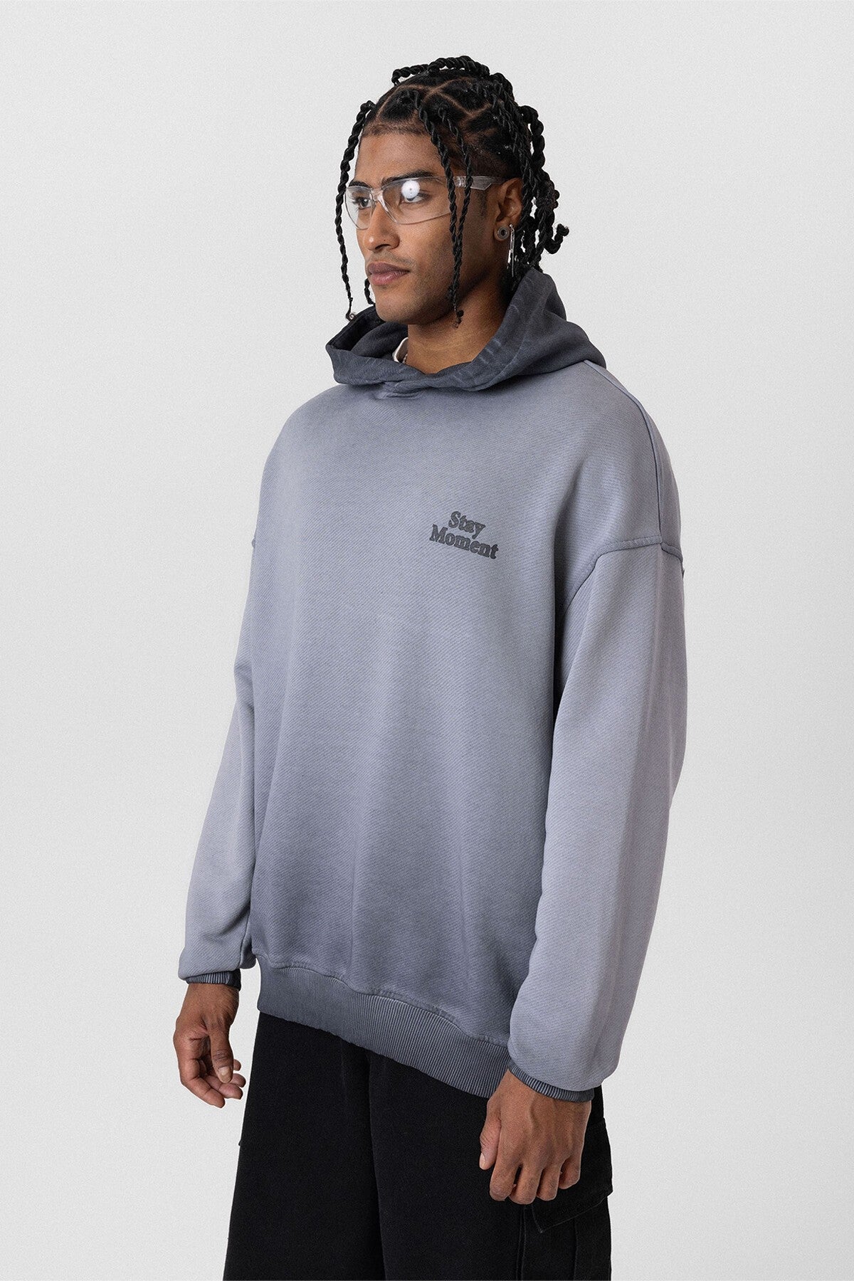 Premıum Yıkamalı Yazı Detaylı Oversize Kapüşonlu Sweatshirt