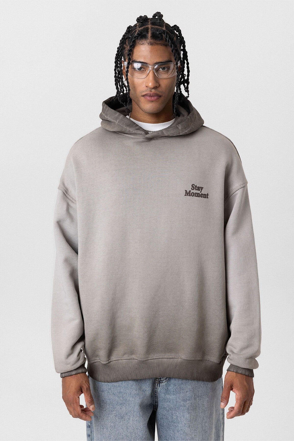 Premıum Yıkamalı Yazı Detaylı Oversize Kapüşonlu Sweatshirt