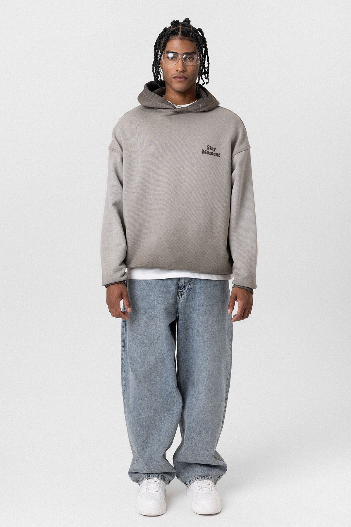 Premıum Yıkamalı Yazı Detaylı Oversize Kapüşonlu Sweatshirt